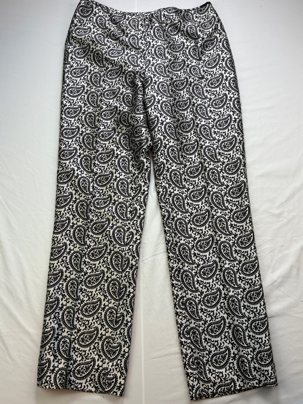 J. McLaughlin SILK Black & Silver Paisley Dress Slacks